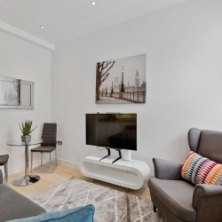 living area with dining table, West Apartments, Covent Garden, London WC2