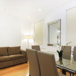 living and dining area, Evelyn Apartments, Fitzrovia, London W1