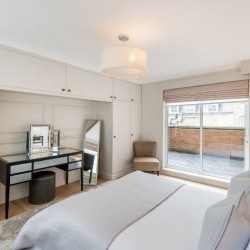 bedroom and balcony, Hyde Park Apartments 2, Kensington, London SW7