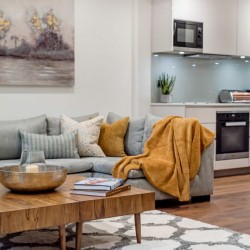 living area and kitchen, Hyde Park Apartments 1, Kensington, London SW7