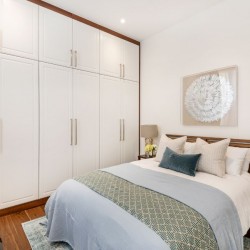 double bedroom with large wardrobe, Hyde Park Apartments 1, Kensington, London SW7