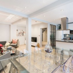 living area with kitchen, Hyde Park Apartments 2, Kensington, London SW7