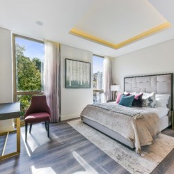 bedroom with work desk, Holland Park Apartments, Kensington, London W14