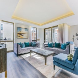 large living room with stylish interiors, Holland Park Apartments, Kensington, London W14