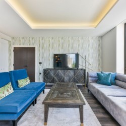 comfortable sofas in living room, Holland Park Apartments, Kensington, London W14