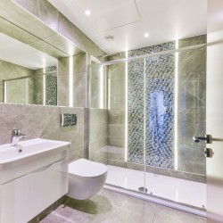 high spec bathroom with large shower, Holland Park Apartments, Kensington, London W14