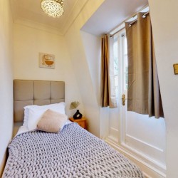 bedroom with single bed, Clarges Apartments, Mayfair, London W1