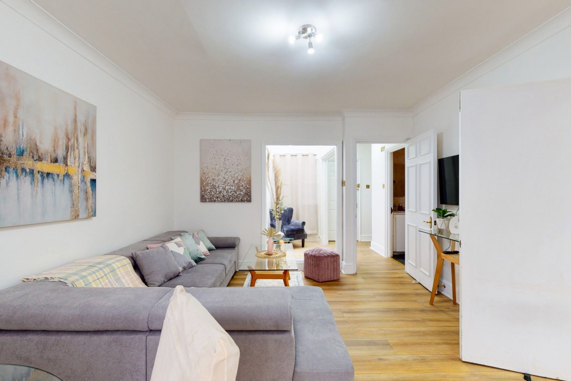 living room with sofa, coffee table, chair, Clarges Apartments, Mayfair, London W1