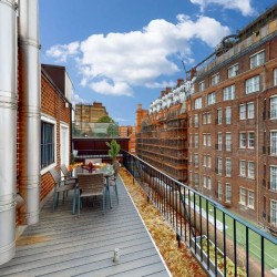 large balcony with dining table, Bond Street Apartments, Mayfair, London W1