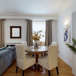 dining table, large plant and sofa, Bond Street Apartments, Mayfair, London W1