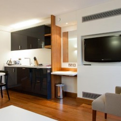 equipped kitchen for self-catering, Farringdon Apartments, Farringdon, London EC1
