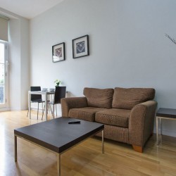 living room with table, double sofa and dining table, Bayswater Apartments, Bayswater, London, W2