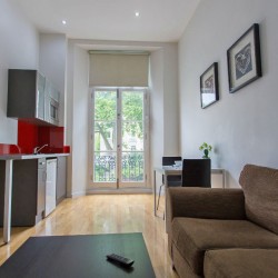 living area with kitchen, sofa and dining table, Bayswater Apartments, Bayswater, London, W2