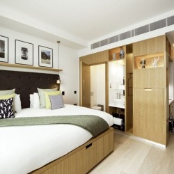 studio apartment with king size bed and bathroom, The Apart Hotel Aldgate, City, London E1