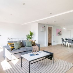 penthouse living room with dining area, Kensington Apartments, Kensington, London SW7