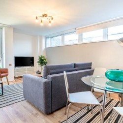 living area with smart tv, Drury Lane Apartment, Covent Garden, London WC2