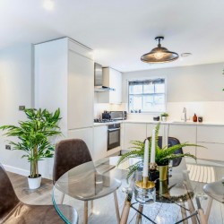 kitchen for self-catering and dining area, The Soho Penthouse, Soho, London W1D