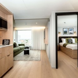 one bedroom apartment with kitchen, bedroom and living area, Paddington Apart Hotel, Paddington, London W2