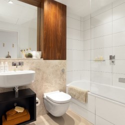 bathroom with shower and bathtub, sink and wc, Mar Apartments, Marylebone, London W1