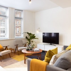 living room with sofa, chairs, coffee table and smart tv, Mar Apartments, Marylebone, London W1