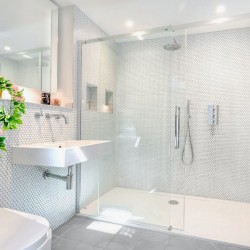 large bathroom with rainfall shower, The Soho Penthouse, Soho, London W1D