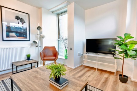 living room with smart tv, Drury Lane Apartment, Covent Garden, London WC2