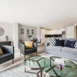 spacious living area with kitchen, The Strand Apartment, Covent Garden, London WC2