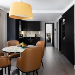 dining table and kitchen, The Luxury Apartments, Knightsbridge, London SW3