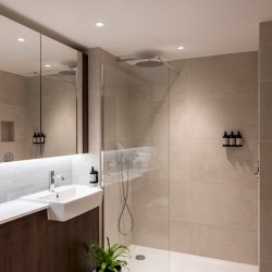 large bathroom with rainfall shower, Canary Wharf Apart Hotel, Canary Wharf, London E14