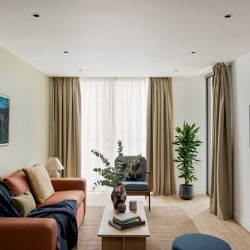 living room with sofa, large windows and smart tv, Canary Wharf Apart Hotel, Canary Wharf, London E14