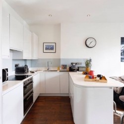 white kitchen equipped for self-catering, Primrose Hill Apartment, Primrose Hill, London NW3