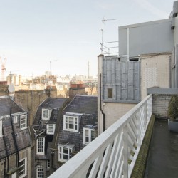 balcony with rooftop views, Barrett Apartment, Marylebone, London W1