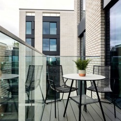 balcony with table and chairs, Kew Apartments, Kew, London TW8