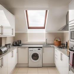 fully equipped kitchen for self catering, including washer/dryer and dishwasher, Kensington High Street, Kensington, London W8
