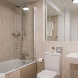 bathroom with bath tub, toilet and sink, 2 bedroom apartment