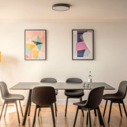dning area with table, six chairs, lamp and wall art, 2 bedroom apartment
