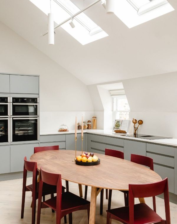 kitchen and dining table, 3-Bedroom Penthouse, Marylebone, London W1