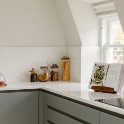 kitchen with tools and cookery book, 3-Bedroom Penthouse, Marylebone, London W1