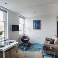 living room with dining table, sofa and chair, Hampstead Apartments, Hampstead, London NW3