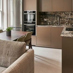 fully equipped kitchen, dining area and part of sofa, Portland Apartments, Marylebone, London W1