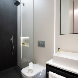 bathroom with toilet and sink, Camden Town Apartments, Camden, London NW1