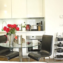 kitchen with dining table, Liverpool Street Apartments, City, London EC2