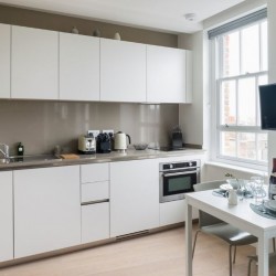 kitchen and dining area with tv, Hampstead Apartments, Hampstead, London NW3