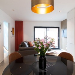 living room with dining area, sofa and kitchen, Hampstead Apartments, Hampstead, London NW3