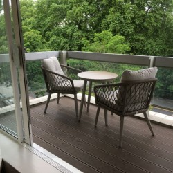 balcony with furniture opposite Hyde Park, Hyde Park Penthouse, Kensington, London SW7