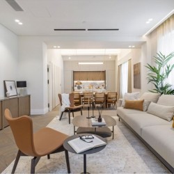 living room with large sofa, table, chair, dining area and kitchen, Covent Garden Penthouse, Covent Garden, London WC2