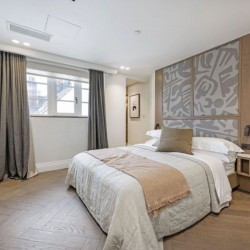 double bedroom with king size bed, view to bathroom, Covent Garden Penthouse, Covent Garden, London WC2