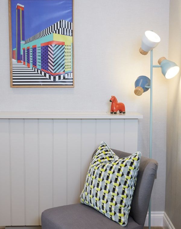 painting, lamp and small chair, The Townhouse, Knightsbridge, London SW7
