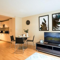 living room with TV, dining area and kitchen, Sir John's Apartments, City, London EC4