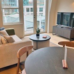 apartment with balcony, sofa, tv and dining area, Mansion House Apartments, City, London EC4